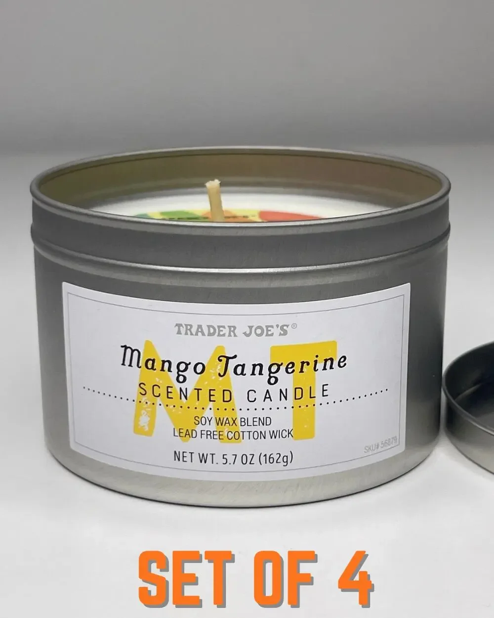 Set of 4 Trader Joe’s Mango Tangerine Scented Candle Soy Wax 20 Hours 5.7oz NEW!